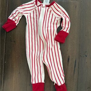 Hanna Andersson Red and White Striped Footie Pajamas